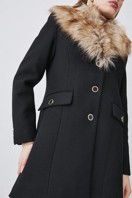 Outlet โค๏ธ Karen Millen Italian Wool Mix Faux Fur Collar Short ๐งฅ Coat ๐ 8 Outlet โค๏ธ Karen Millen Italian Wool Mix Faux Fur Collar Short ๐งฅ Coat ๐ - Image 6