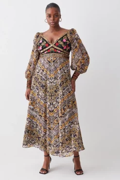 Discount โค๏ธ Karen Millen Plus Size Baroque Embroidered And Bead Midi ๐ Dress - multi โค๏ธ