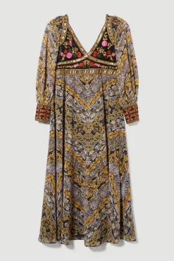 Discount ❤️ Karen Millen Plus Size Baroque Embroidered And Bead Midi 👗 Dress - multi ❤️ -Karen Millen Outlet store bkk07043 multi xl 3