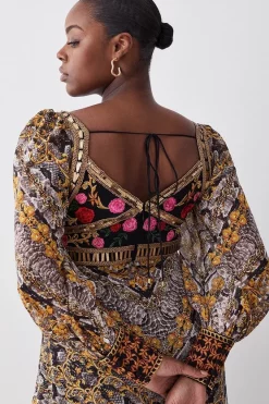 Discount ❤️ Karen Millen Plus Size Baroque Embroidered And Bead Midi 👗 Dress - multi ❤️ -Karen Millen Outlet store bkk07043 multi xl 4