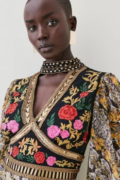 Budget 🥰 Karen Millen Baroque Embroidered And Bead Woven Mini 👗 Dress - multi 😀