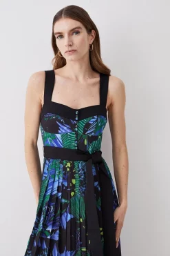 Promo 🥰 Karen Millen Top Stitch Pleated Butterfly Detail Woven Midi 👗 Dress - green 😀 -Karen Millen Outlet store bkk07053 green xl 4