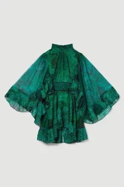 Brand new 🔥 Karen Millen Drama Pleated Crinkle Paisley Woven Mini - green ⭐ 11 Brand new 🔥 Karen Millen Drama Pleated Crinkle Paisley Woven Mini - green ⭐ -Karen Millen Outlet store bkk07054 green xl 3