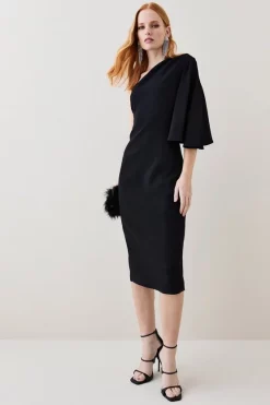 Cheap 💯 Karen Millen Compact Viscose Cape Pencil Midi 👗 Dress 👏 -Karen Millen Outlet store bkk07065 black xl 1