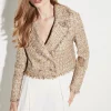 Hot Sale 🤩 Karen Millen Gold Boucle Cropped Frayed Edge Jacket ⭐
