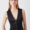 Promo 👍 Karen Millen Luxe Satin Waistcoat - black 😀 -Karen Millen Outlet store bkk07077 black xl