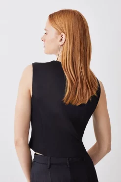 Promo 👍 Karen Millen Luxe Satin Waistcoat - black 😀 -Karen Millen Outlet store bkk07077 black xl 2