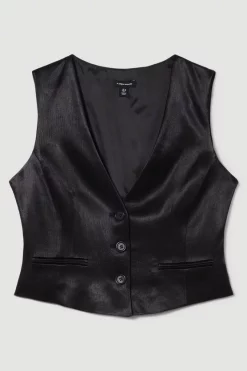 Promo 👍 Karen Millen Luxe Satin Waistcoat - black 😀 -Karen Millen Outlet store bkk07077 black xl 3