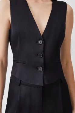 Promo 👍 Karen Millen Luxe Satin Waistcoat - black 😀 -Karen Millen Outlet store bkk07077 black xl 4