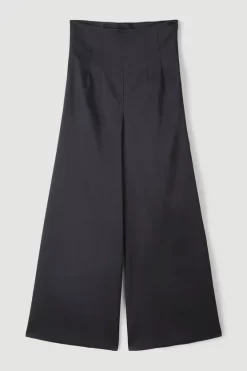 Outlet 🥰 Karen Millen Premium Satin High Waist Wide Leg Trousers - black 🛒 -Karen Millen Outlet store bkk07081 black xl 3
