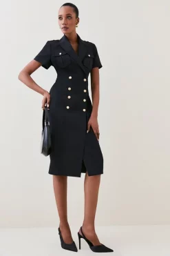 New 🔔 Karen Millen Tailored Double Breasted Tux Midi 👗 Dress 👍 -Karen Millen Outlet store bkk07082 black xl 2