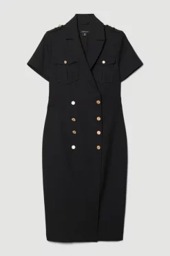 New 🔔 Karen Millen Tailored Double Breasted Tux Midi 👗 Dress 👍 -Karen Millen Outlet store bkk07082 black xl 3