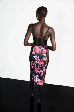 Coupon ❤️ Karen Millen Marble Jacquard Strappy Corset Midi 👗 Dress - multi 🤩 -Karen Millen Outlet store bkk07094 multi xl 2