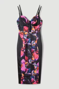 Coupon ❤️ Karen Millen Marble Jacquard Strappy Corset Midi 👗 Dress - multi 🤩 -Karen Millen Outlet store bkk07094 multi xl 3