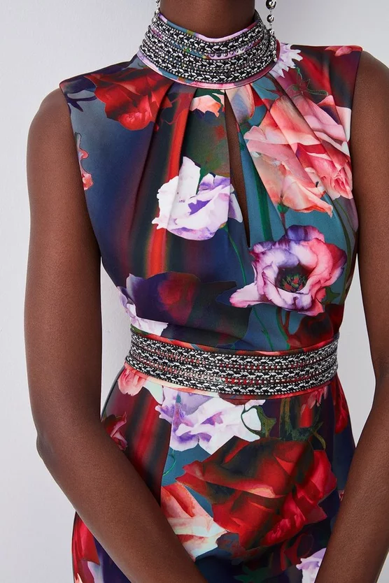 Flash Sale 😀 Karen Millen Diamante Trim Floral Woven Maxi 👗 Dress 👍 4 Flash Sale 😀 Karen Millen Diamante Trim Floral Woven Maxi 👗 Dress 👍 - Image 2