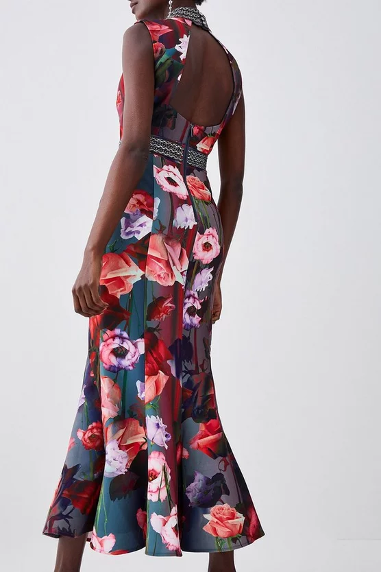 Flash Sale 😀 Karen Millen Diamante Trim Floral Woven Maxi 👗 Dress 👍 5 Flash Sale 😀 Karen Millen Diamante Trim Floral Woven Maxi 👗 Dress 👍 - Image 3