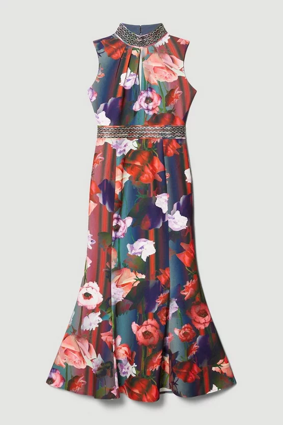 Flash Sale 😀 Karen Millen Diamante Trim Floral Woven Maxi 👗 Dress 👍 6 Flash Sale 😀 Karen Millen Diamante Trim Floral Woven Maxi 👗 Dress 👍 - Image 4