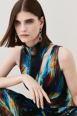 Budget 🔥 Karen Millen Tall Marble Viscose Satin High Neck Jumpsuit - multi ❤️ 11 Budget 🔥 Karen Millen Tall Marble Viscose Satin High Neck Jumpsuit - multi ❤️ -Karen Millen Outlet store bkk07136 multi xl 2