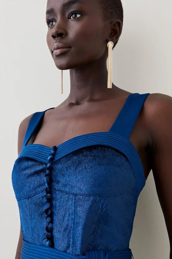 Best reviews of 🎁 Karen Millen Top Stitch Velvet Satin Pleated Woven Midi 👗 Dress - blue 🌟 4 Best reviews of 🎁 Karen Millen Top Stitch Velvet Satin Pleated Woven Midi 👗 Dress - blue 🌟 - Image 2