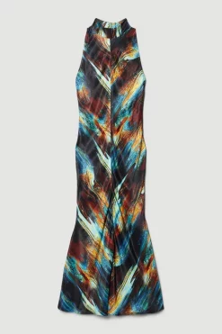 Outlet 👏 Karen Millen Petite Marble Viscose Satin High Neck Maxi 👗 Dress - multi 🤩 12 Outlet 👏 Karen Millen Petite Marble Viscose Satin High Neck Maxi 👗 Dress - multi 🤩 -Karen Millen Outlet store bkk07141 multi xl 3