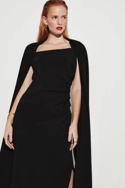 Flash Sale ⌛ Karen Millen Compact Viscose Cape Maxi 👗 Dress ❤️ -Karen Millen Outlet store bkk07168 black xl 4