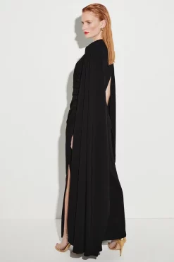 Flash Sale ⌛ Karen Millen Compact Viscose Cape Maxi 👗 Dress ❤️ -Karen Millen Outlet store bkk07168 black xl 5