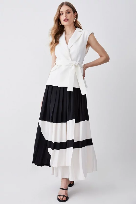 Deals 🔥 Karen Millen Mono Tailored And Pleat Belted Midi 👗 Dress 👍 3 Deals 🔥 Karen Millen Mono Tailored And Pleat Belted Midi 👗 Dress 👍