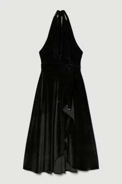 Budget ⌛ Karen Millen Slinky Velvet Waterfall Belted Midi 👗 Dress - black 👍 11 Budget ⌛ Karen Millen Slinky Velvet Waterfall Belted Midi 👗 Dress - black 👍 -Karen Millen Outlet store bkk07181 black xl 3