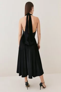 Budget ⌛ Karen Millen Slinky Velvet Waterfall Belted Midi 👗 Dress - black 👍 12 Budget ⌛ Karen Millen Slinky Velvet Waterfall Belted Midi 👗 Dress - black 👍 -Karen Millen Outlet store bkk07181 black xl 4