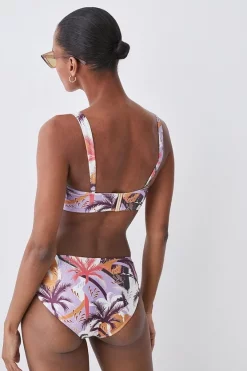 Flash Sale 😀 Karen Millen Palm Print Gold Trim Detachable Strap 👙 Bikini Top - multi 🎉 -Karen Millen Outlet store bkk07192 multi xl 2