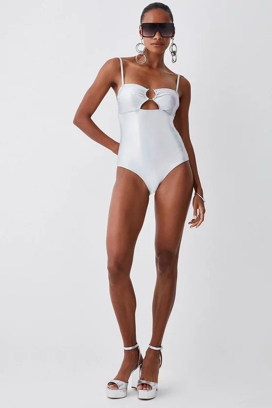 Deals 👍 Karen Millen Metallic Cut Out Silver Trim 🩱 Swimsuit - metallic silver 👏 4 Deals 👍 Karen Millen Metallic Cut Out Silver Trim 🩱 Swimsuit - metallic silver 👏 - Image 3
