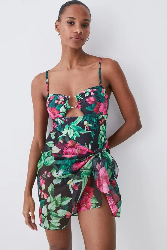 Hot Sale ✔️ Karen Millen Tropical Print Gold Trim Cut Out 🩱 Swimsuit - multi ✔️ 7 Hot Sale ✔️ Karen Millen Tropical Print Gold Trim Cut Out 🩱 Swimsuit - multi ✔️ - Image 5