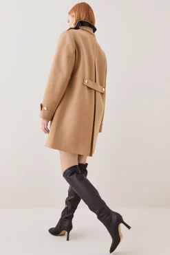 Brand new 🔔 Karen Millen Italian Virgin Wool Double Breasted Pea 🧥 Coat - camel 🛒 -Karen Millen Outlet store bkk07196 camel xl 2