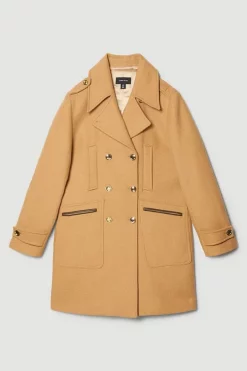 Brand new 🔔 Karen Millen Italian Virgin Wool Double Breasted Pea 🧥 Coat - camel 🛒 -Karen Millen Outlet store bkk07196 camel xl 3
