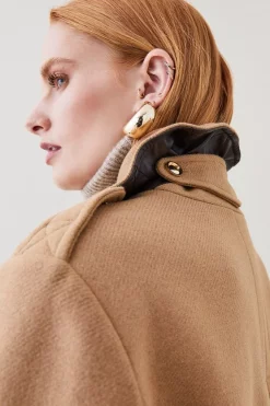 Brand new 🔔 Karen Millen Italian Virgin Wool Double Breasted Pea 🧥 Coat - camel 🛒 -Karen Millen Outlet store bkk07196 camel xl 5