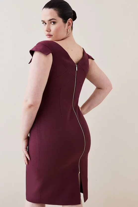 Budget โญ Karen Millen Plus Size Structured Crepe Cross Detail Midi ๐ Dress - merlot โ 5 Budget โญ Karen Millen Plus Size Structured Crepe Cross Detail Midi ๐ Dress - merlot โ - Image 3