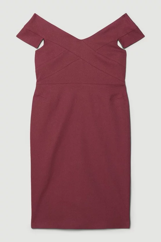 Budget โญ Karen Millen Plus Size Structured Crepe Cross Detail Midi ๐ Dress - merlot โ 6 Budget โญ Karen Millen Plus Size Structured Crepe Cross Detail Midi ๐ Dress - merlot โ - Image 4