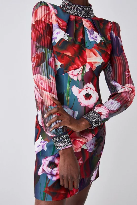 Promo ๐ Karen Millen Tall Diamante Trim Floral Woven Mini ๐ Dress ๐ฅ 4 Promo ๐ Karen Millen Tall Diamante Trim Floral Woven Mini ๐ Dress ๐ฅ - Image 2
