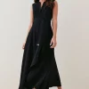 Budget ⭐ Karen Millen Petite Compact Viscose Waterfall Midi 👗 Dress 🔥