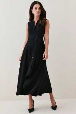 Budget ⭐ Karen Millen Petite Compact Viscose Waterfall Midi 👗 Dress 🔥