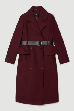 Brand new 🔥 Karen Millen Italian Wool Belted Midi Peplum 🧥 Coat - fig ⌛ -Karen Millen Outlet store bkk07258 fig xl 3