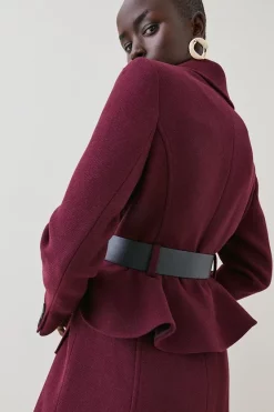 Brand new 🔥 Karen Millen Italian Wool Belted Midi Peplum 🧥 Coat - fig ⌛ -Karen Millen Outlet store bkk07258 fig xl 4