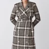 New ✔️ Karen Millen Italian Classic Check Trench 🧥 Coat - natural ⭐ -Karen Millen Outlet store bkk07280 natural xl