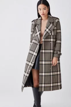 New ✔️ Karen Millen Italian Classic Check Trench 🧥 Coat - natural ⭐ 12 New ✔️ Karen Millen Italian Classic Check Trench 🧥 Coat - natural ⭐ -Karen Millen Outlet store bkk07280 natural xl 2