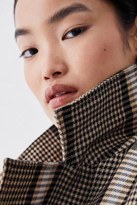 New ✔️ Karen Millen Italian Classic Check Trench 🧥 Coat - natural ⭐ 9 New ✔️ Karen Millen Italian Classic Check Trench 🧥 Coat - natural ⭐ - Image 7