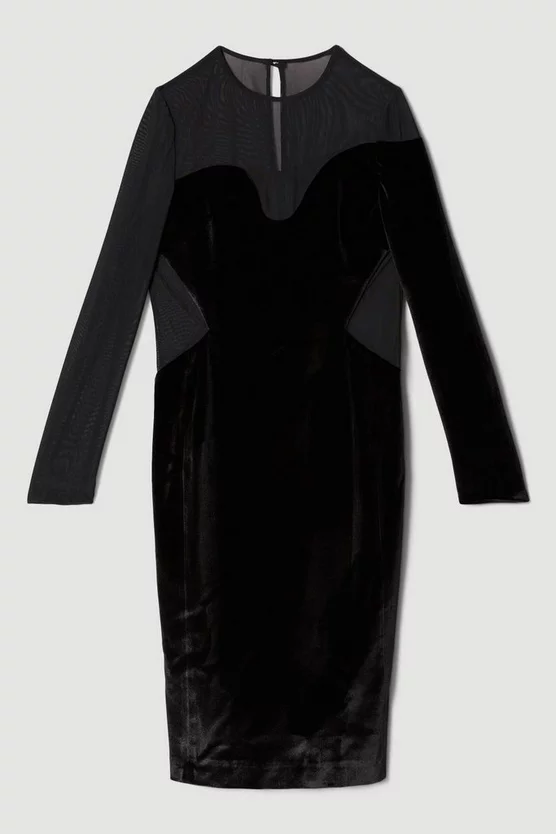 New ๐คฉ Karen Millen Slinky Velvet Mesh Sleeve Midi ๐ Dress - black ๐งจ 7 New ๐คฉ Karen Millen Slinky Velvet Mesh Sleeve Midi ๐ Dress - black ๐งจ - Image 5