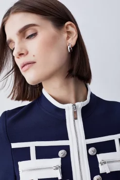 Promo ⭐ Karen Millen Bandage Military Style Crop Top - navy 👏 -Karen Millen Outlet store bkk07307 navy xl 4