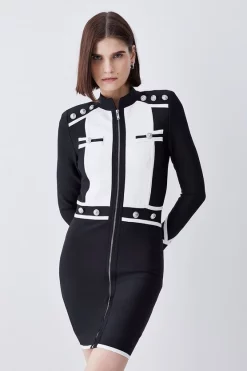 Wholesale 🥰 Karen Millen Military Style Bandage Mini 👗 Dress - mono 😉