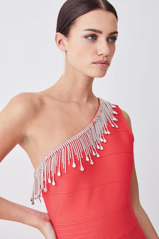 Flash Sale ๐ Karen Millen Petite Bandage Diamante Trim One Shoulder High Low Midi ๐ Dress - pink ๐ 4 Flash Sale ๐ Karen Millen Petite Bandage Diamante Trim One Shoulder High Low Midi ๐ Dress - pink ๐ - Image 2
