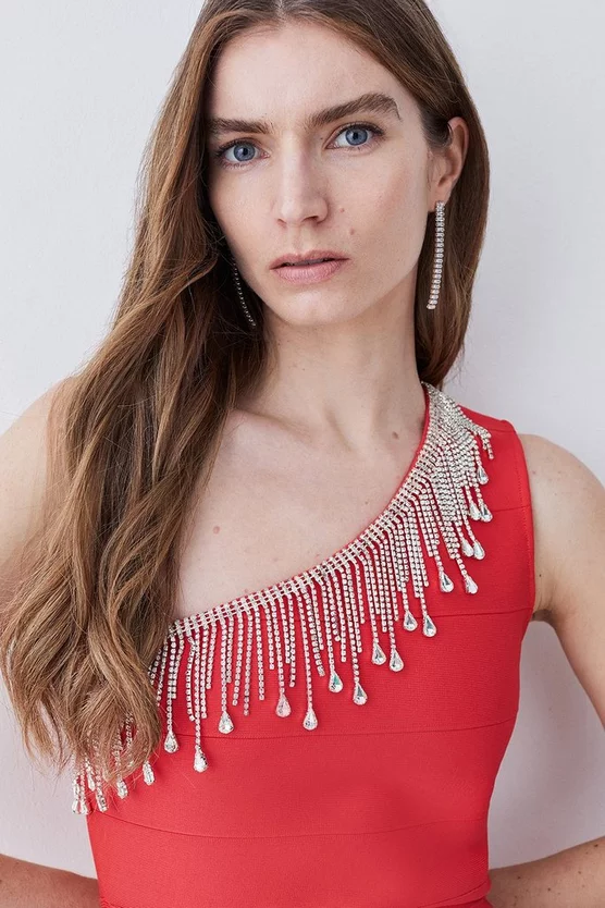 Best Sale 🛒 Karen Millen Bandage Diamante Trim One Shoulder High Low Midi 👗 Dress - orange ❤️ 4 Best Sale 🛒 Karen Millen Bandage Diamante Trim One Shoulder High Low Midi 👗 Dress - orange ❤️ - Image 2